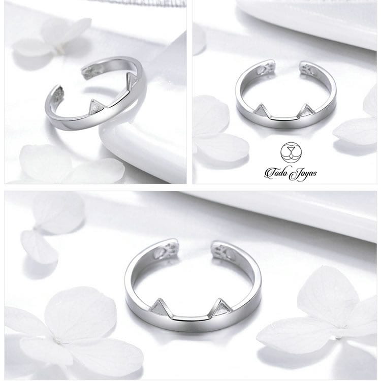 Anillo Plata 925 Orejas Gato y Patitas - Imagen 3
