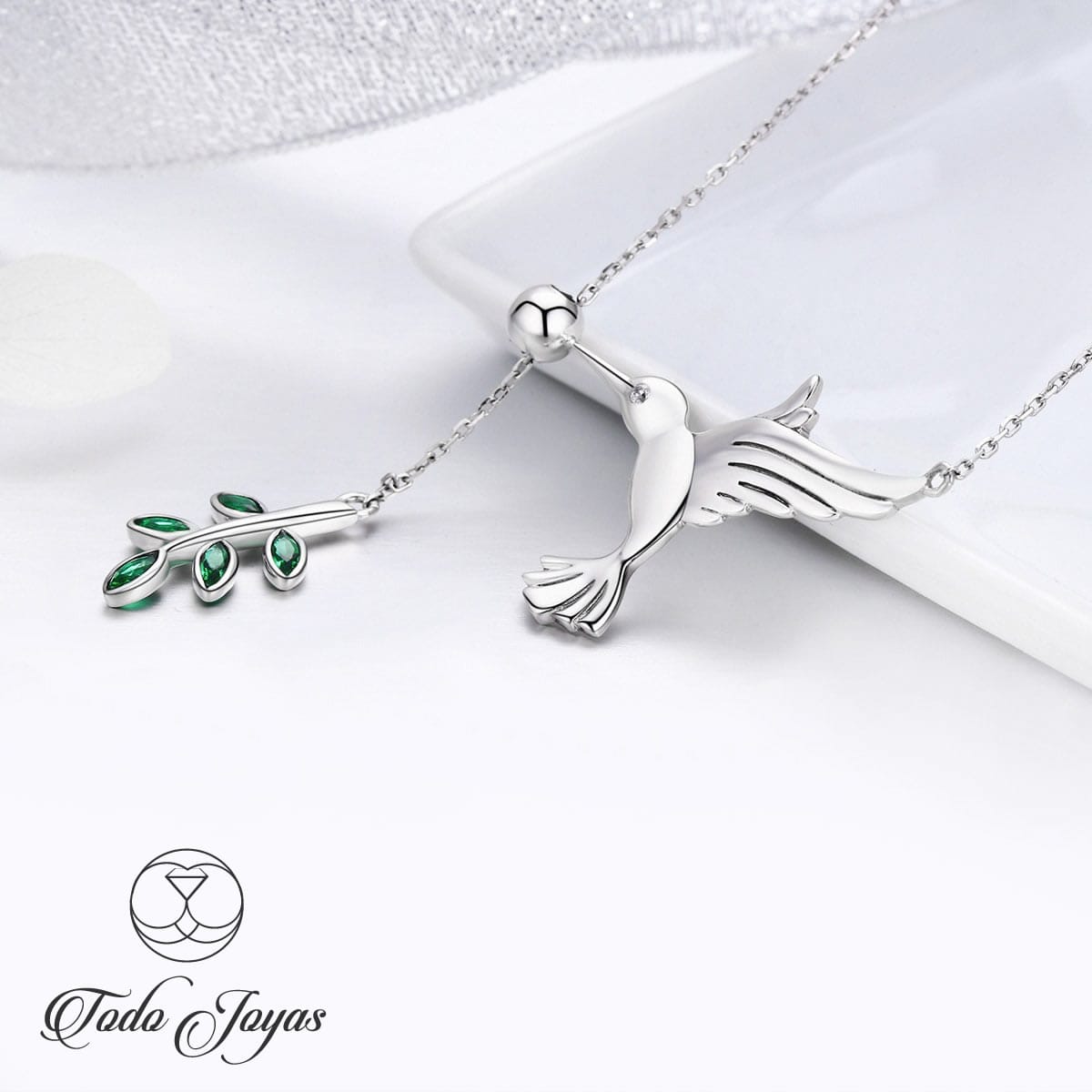 Collar Plata 925 Colibri Pajaro Ave Picaflor - Imagen 2