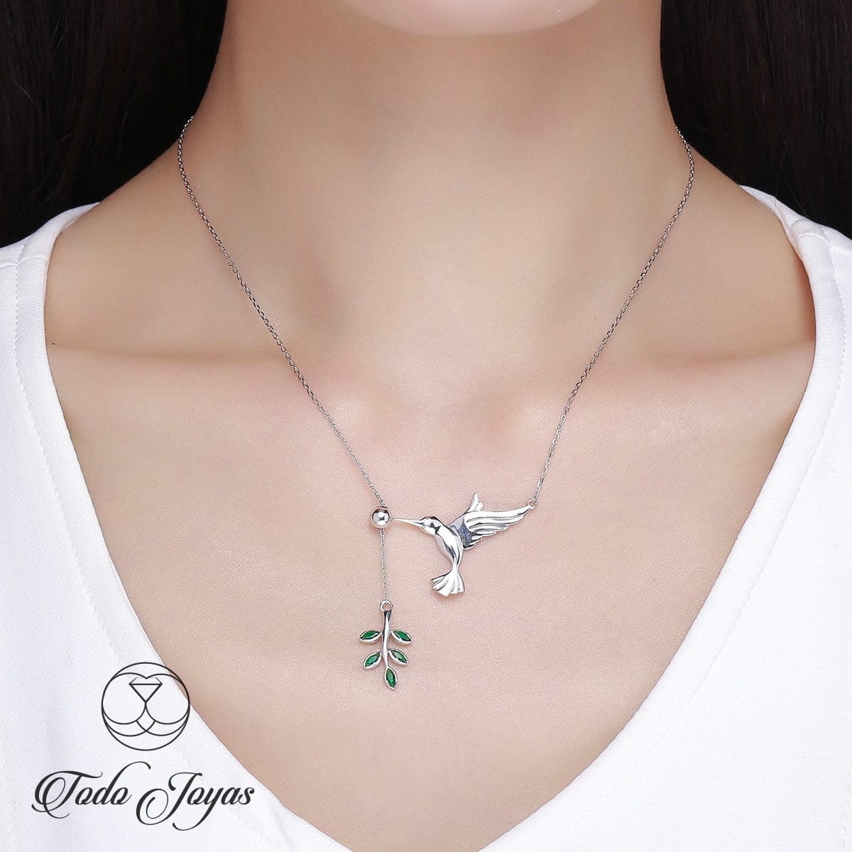 Collar Plata 925 Colibri Pajaro Ave Picaflor - Imagen 3