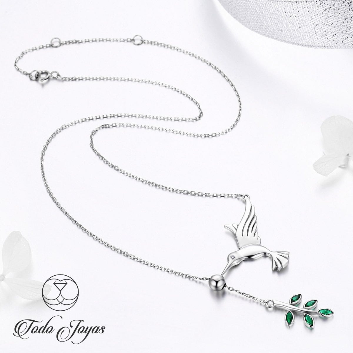 Collar Plata 925 Colibri Pajaro Ave Picaflor - Imagen 4