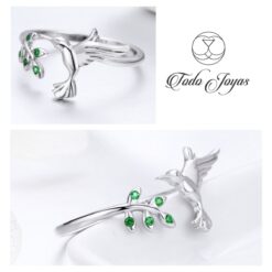 Alternative view of Anillo Plata 925 Colibri Picaflor Ave