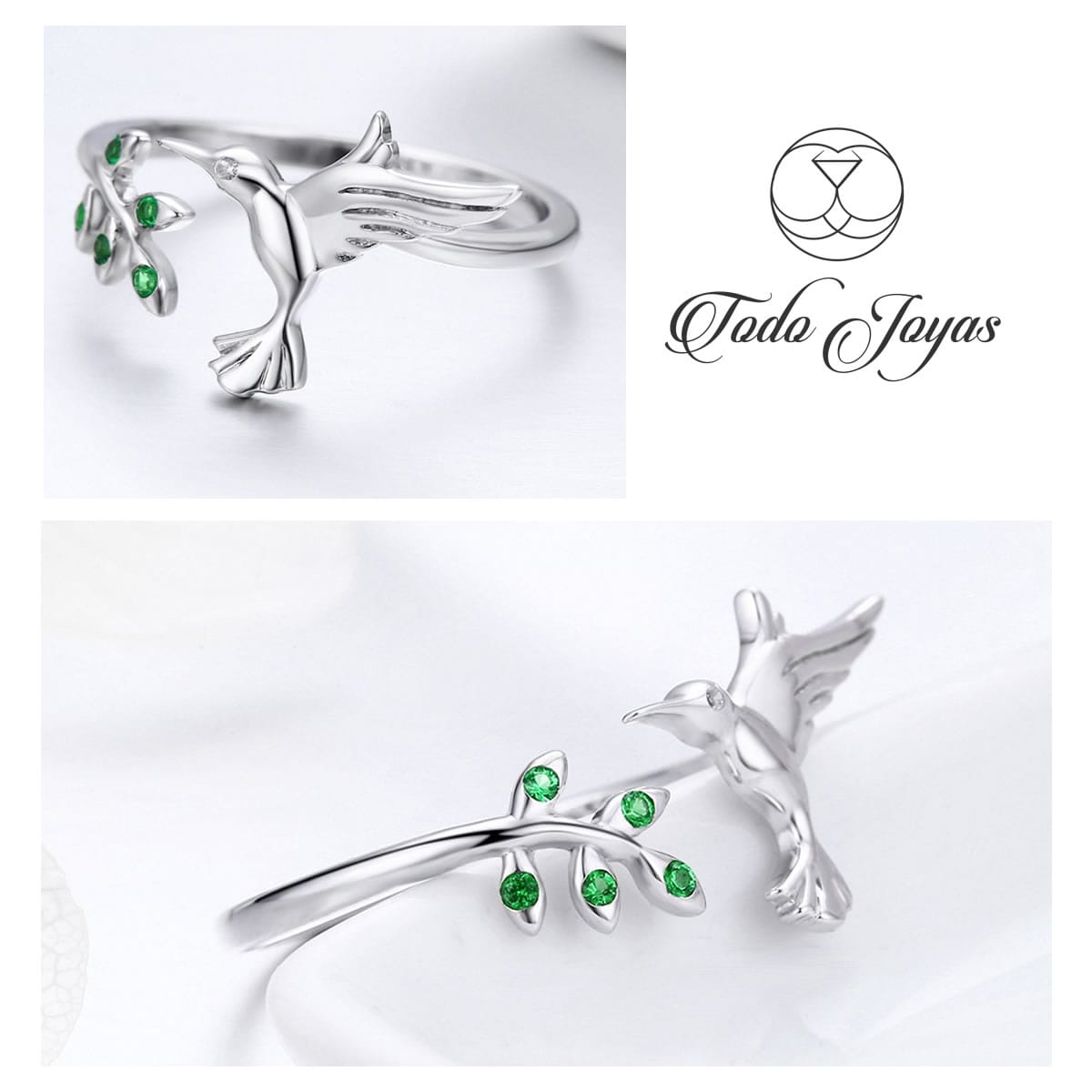Anillo Plata 925 Colibri Picaflor Ave - Imagen 2