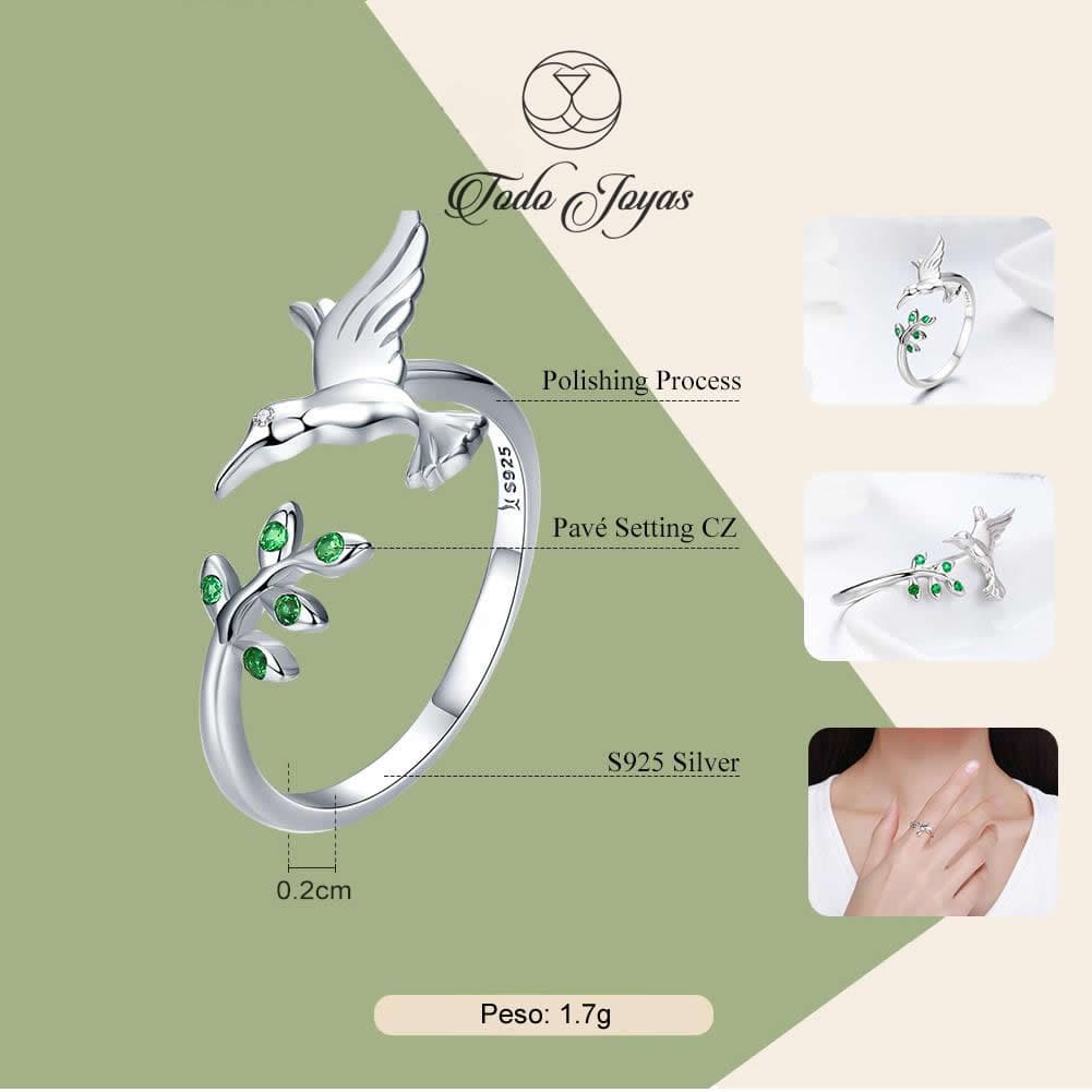 Anillo Plata 925 Colibri Picaflor Ave - Imagen 4