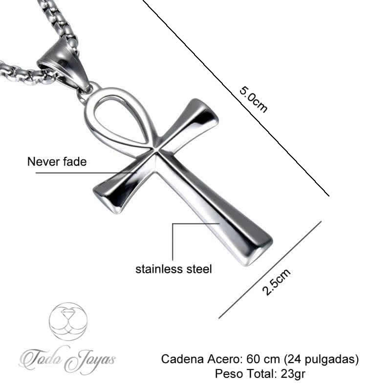 Cruz Egipcia Ankh Acero 50mm Con Cadena 60cm - Imagen 5