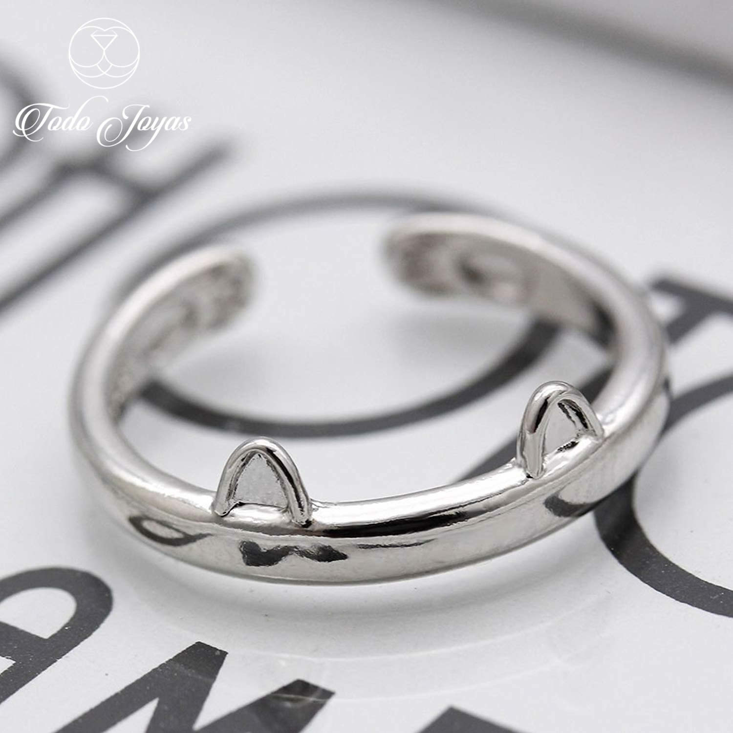 Anillo Orejas Gato Plateado - Imagen 4