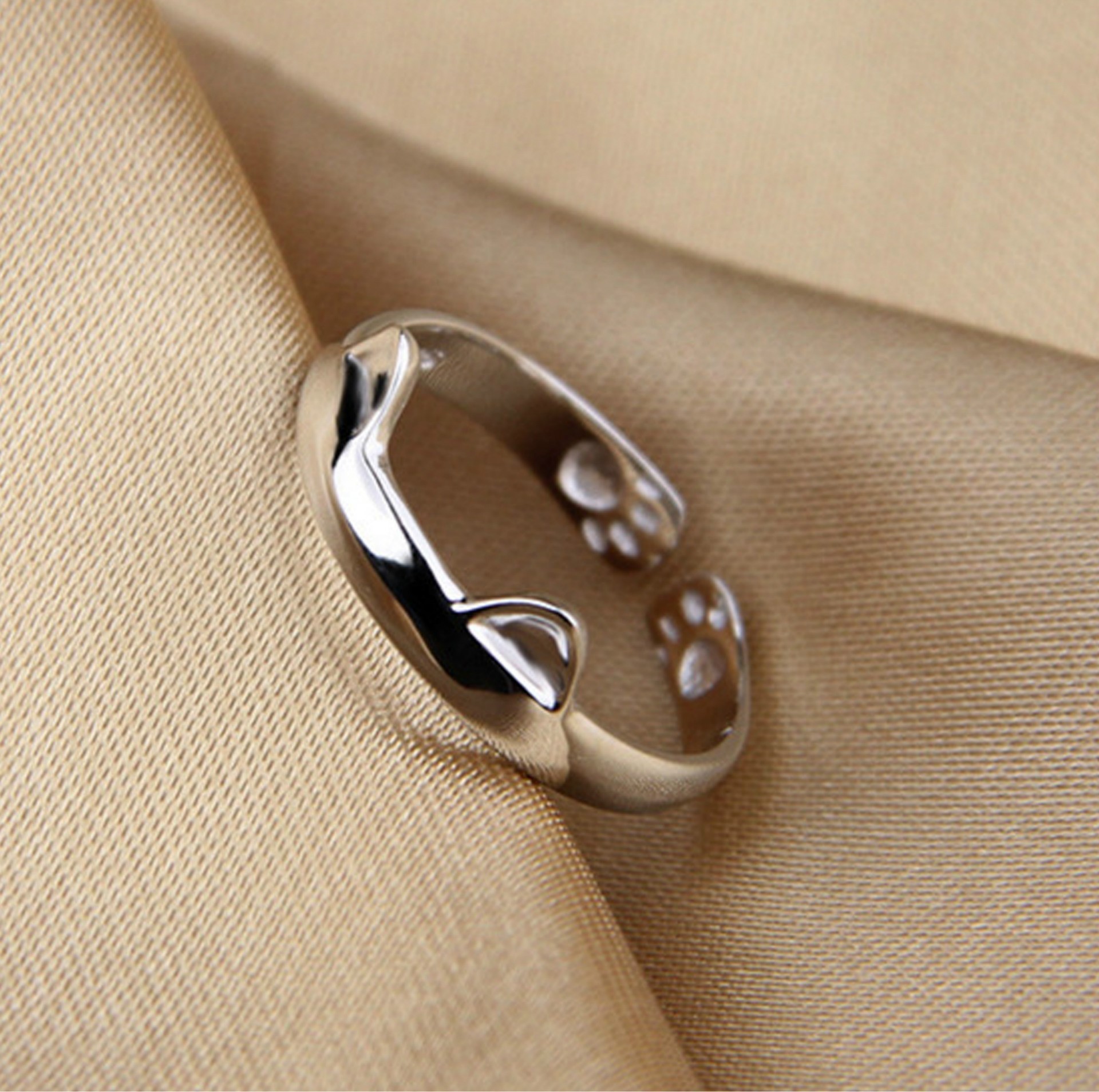 Anillo Orejas Gato Plateado - Imagen 5