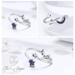 Alternative view of Anillo Plata 925 Luna Azul y Estrellas