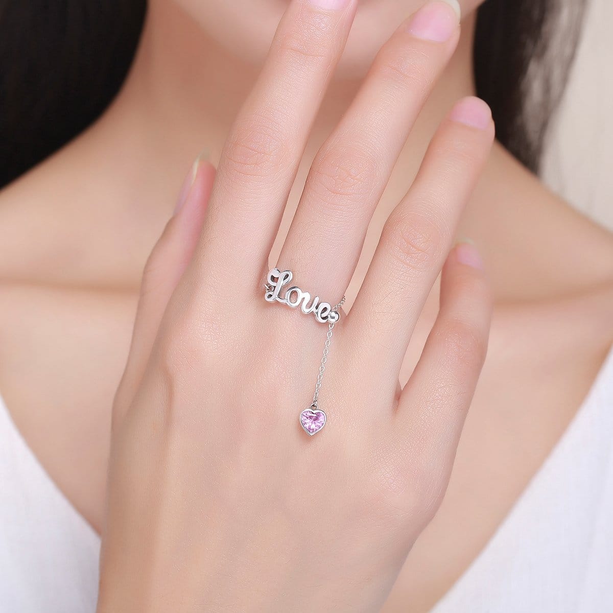 Anillo Plata 925 Cadena Love y Circon - Imagen 5