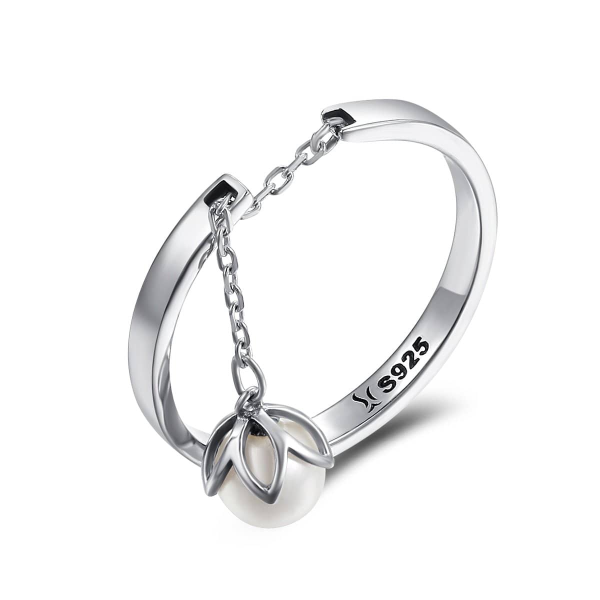 Anillo Plata 925 Flor y Perla