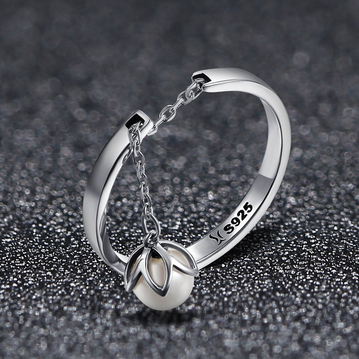 Anillo Plata 925 Flor y Perla - Imagen 4