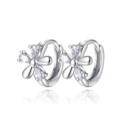 Aros de Flor con Circones Plateado