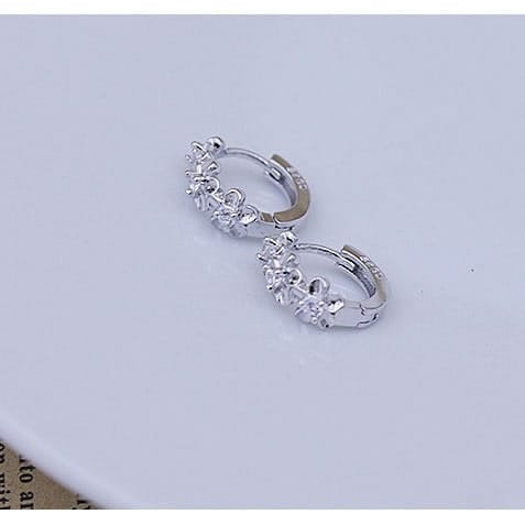 Aros Tres Flores con Circones Plateado - Imagen 3