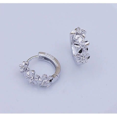 Aros Tres Flores con Circones Plateado - Imagen 4