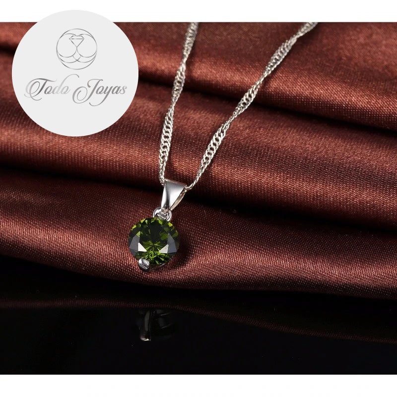 Conjunto Cristal Circulo Verde Plateado - Imagen 4