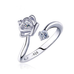 Anillo Corona con Circones Plateado