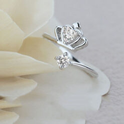 Alternative view of Anillo Corona con Circones Plateado