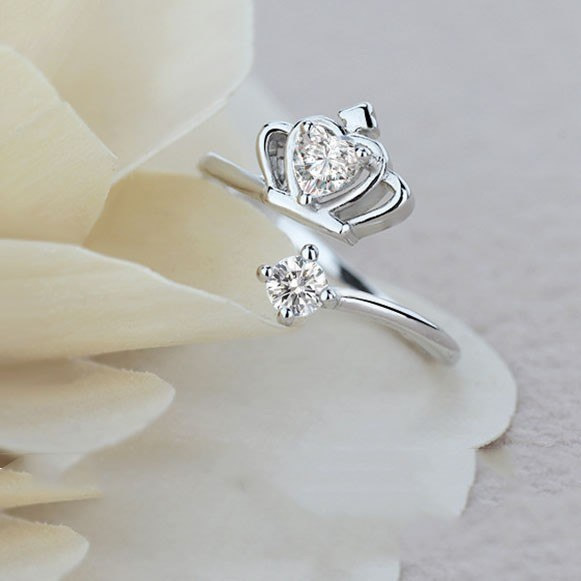 Anillo Corona con Circones Plateado - Imagen 2