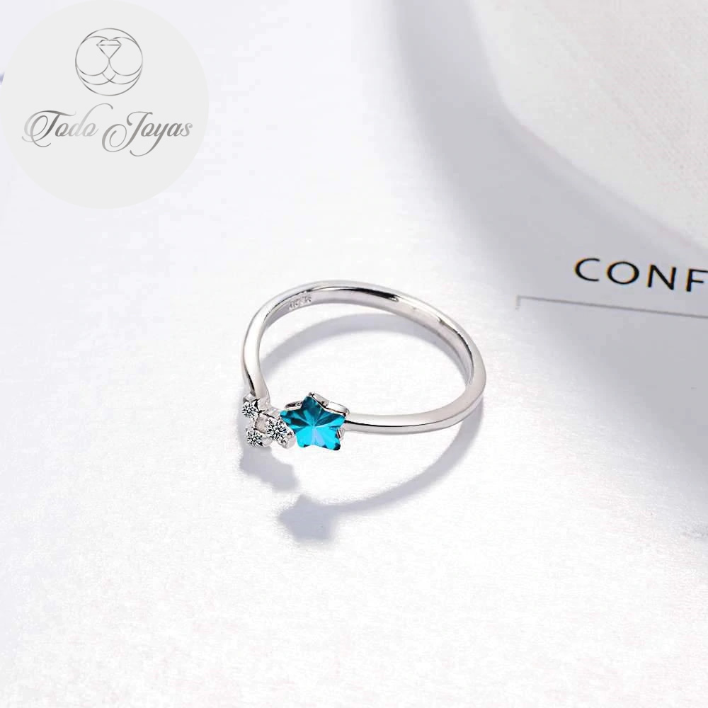 Anillo Estrella Azul Plateado - Imagen 2
