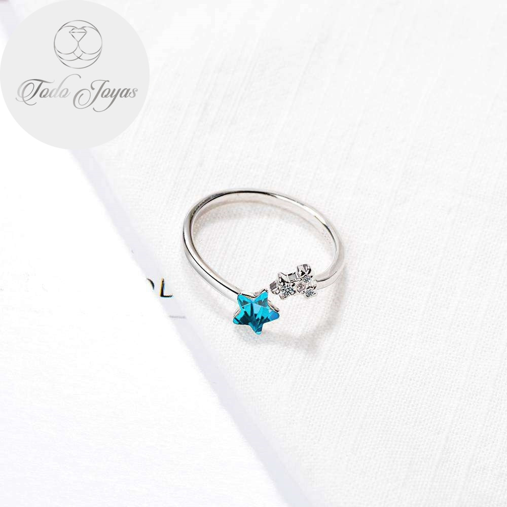 Anillo Estrella Azul Plateado - Imagen 3