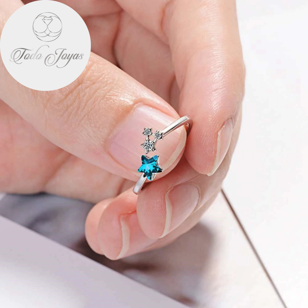 Anillo Estrella Azul Plateado - Imagen 4