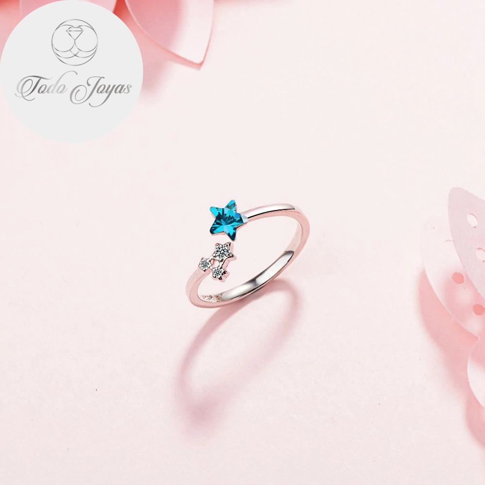 Anillo Estrella Azul Plateado - Imagen 5