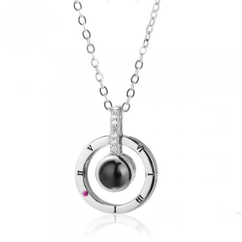 Collar Colgante Te Amo en 100 Idiomas Plateado - Imagen 3