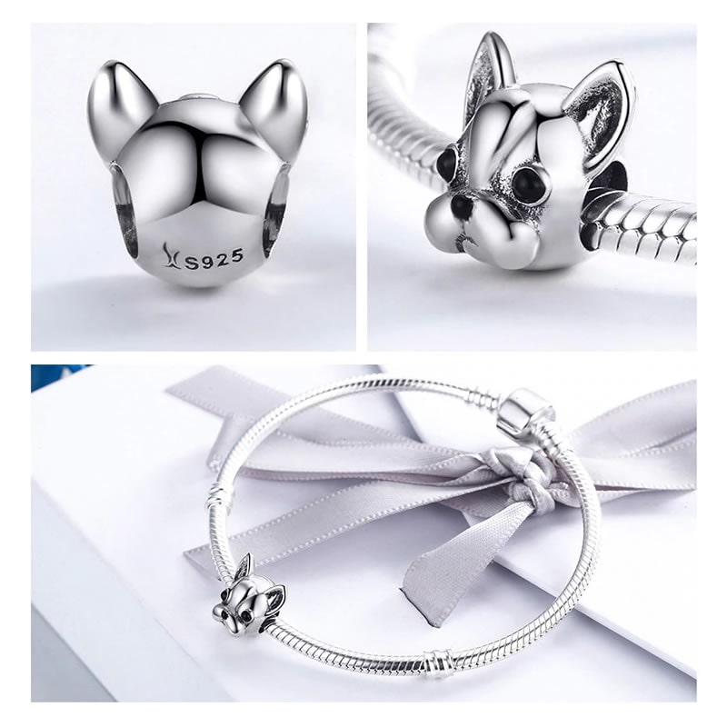 Charm Dije Plata 925 Perro Bulldog - Imagen 5