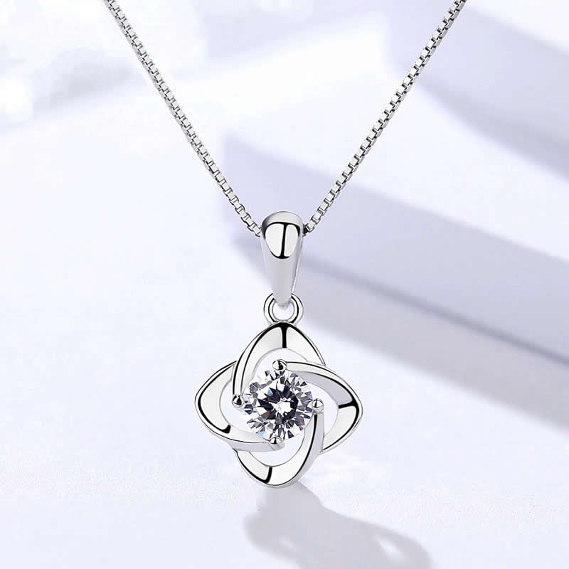 Collar Colgante Flor Blanca Plateada - Imagen 2
