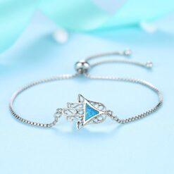 Alternative view of Pulsera Mano de Fatima Opal Plateado