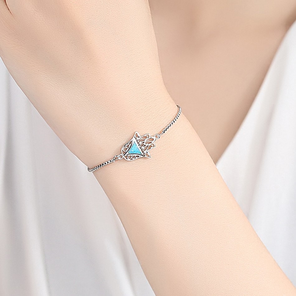 Pulsera Mano de Fatima Opal Plateado - Imagen 4