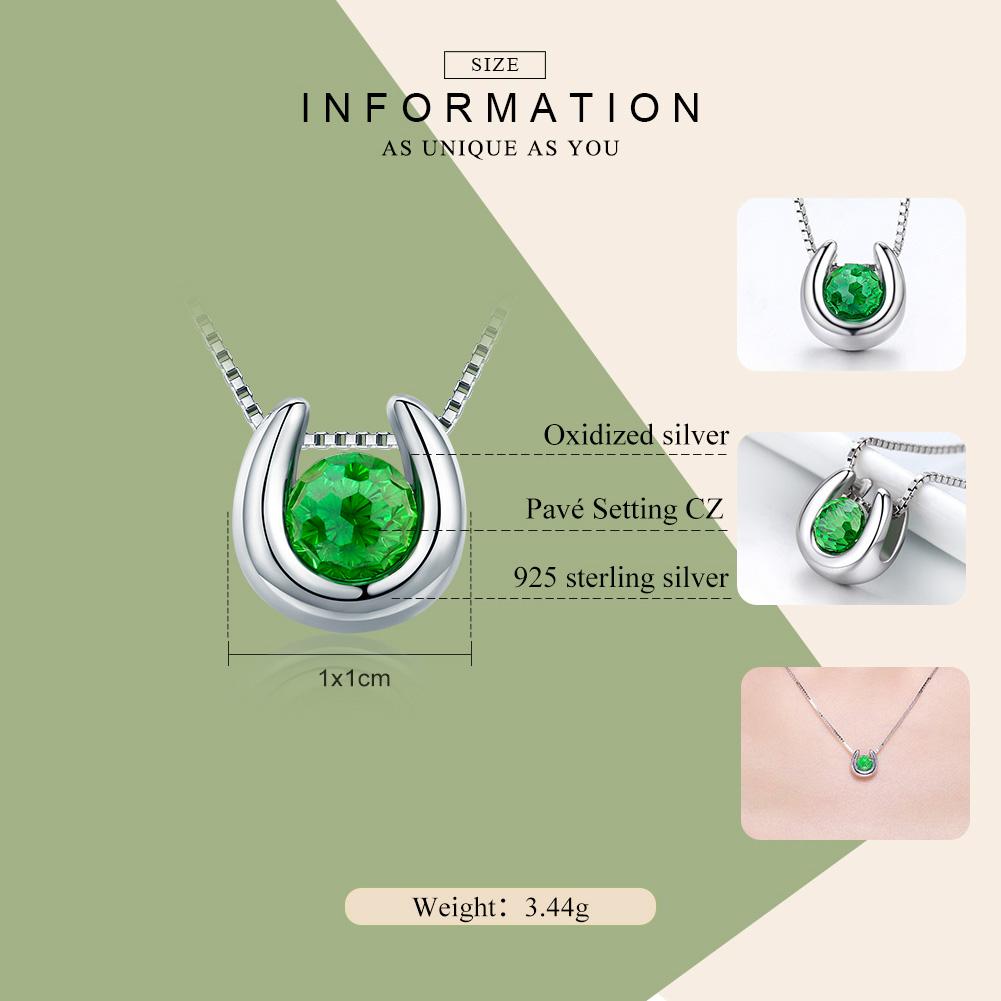 Collar Plata 925 Herradura con Circon Verde - Imagen 3