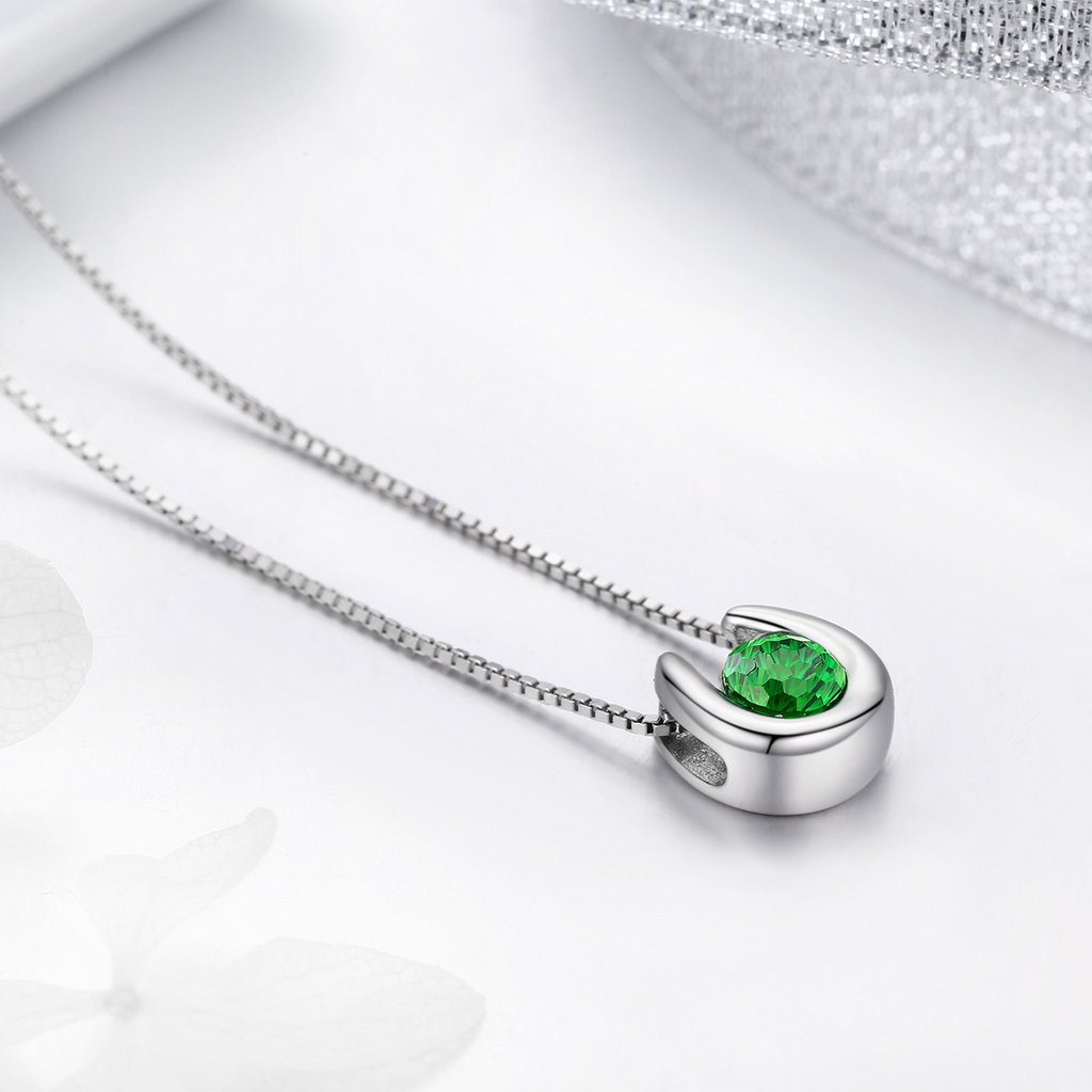 Collar Plata 925 Herradura con Circon Verde - Imagen 6