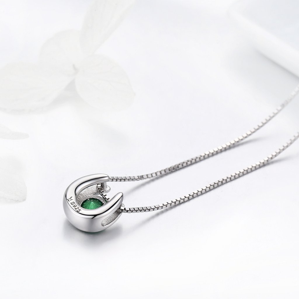 Collar Plata 925 Herradura con Circon Verde - Imagen 7