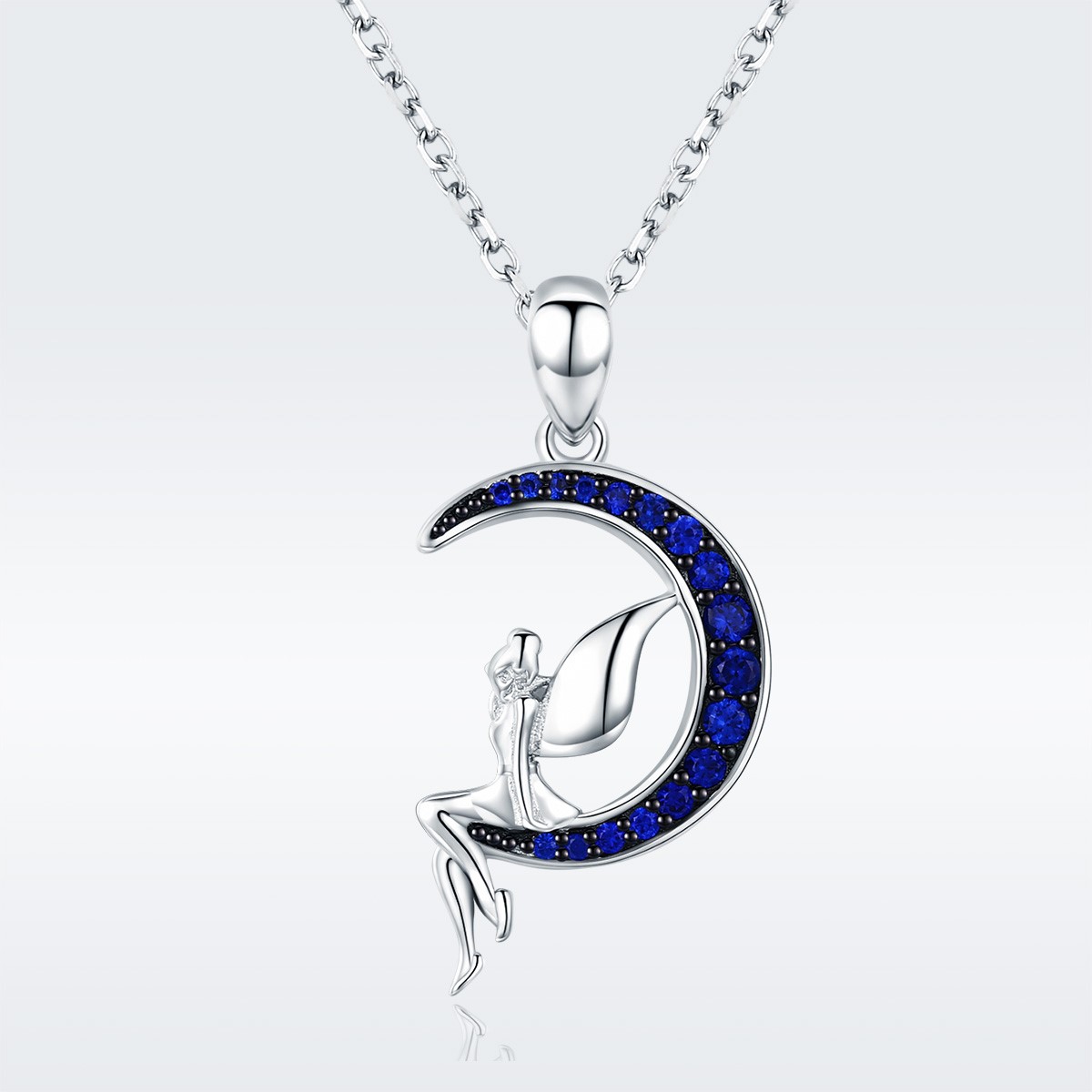 Collar Plata 925 Hada Luna Azul con Circones - Imagen 3