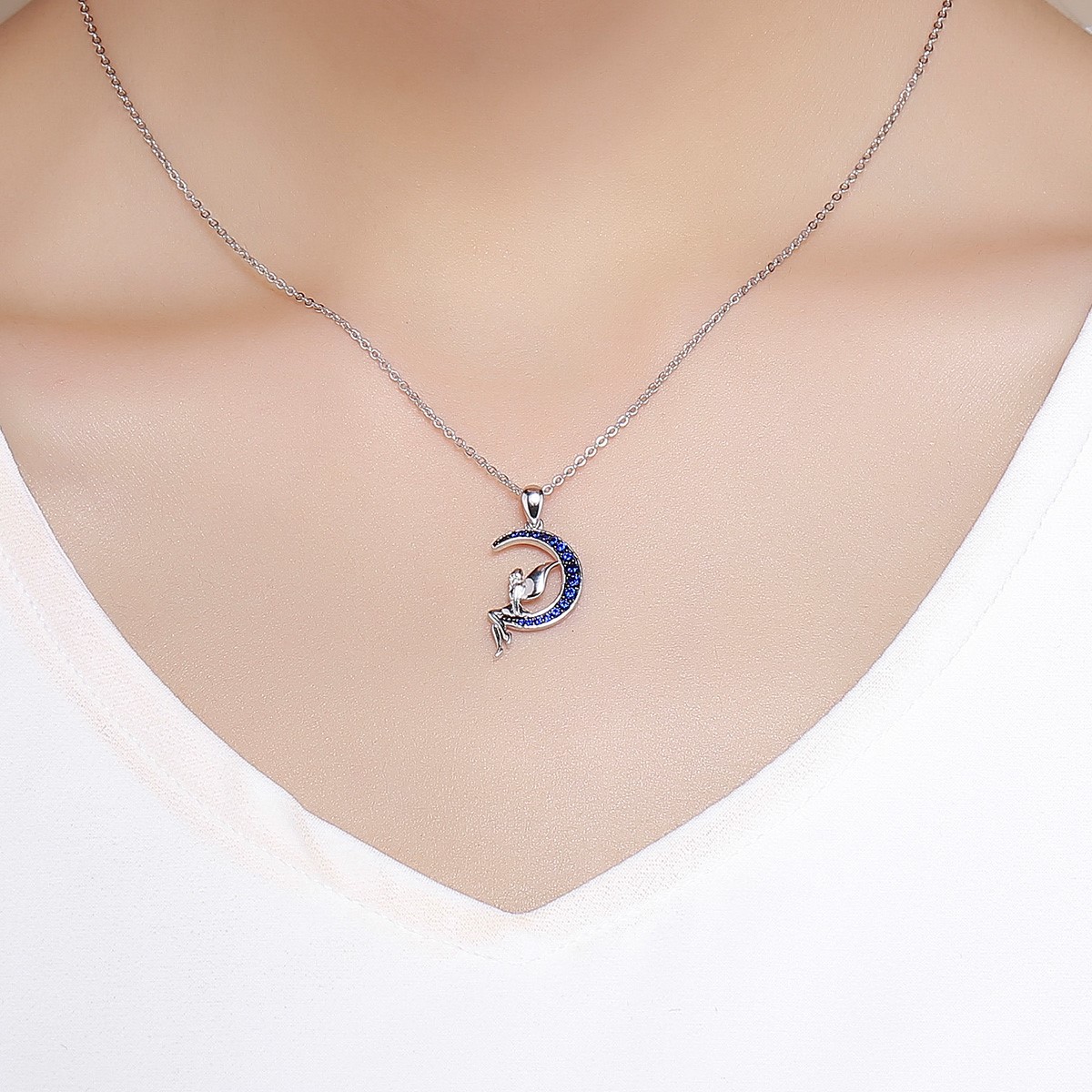 Collar Plata 925 Hada Luna Azul con Circones - Imagen 4