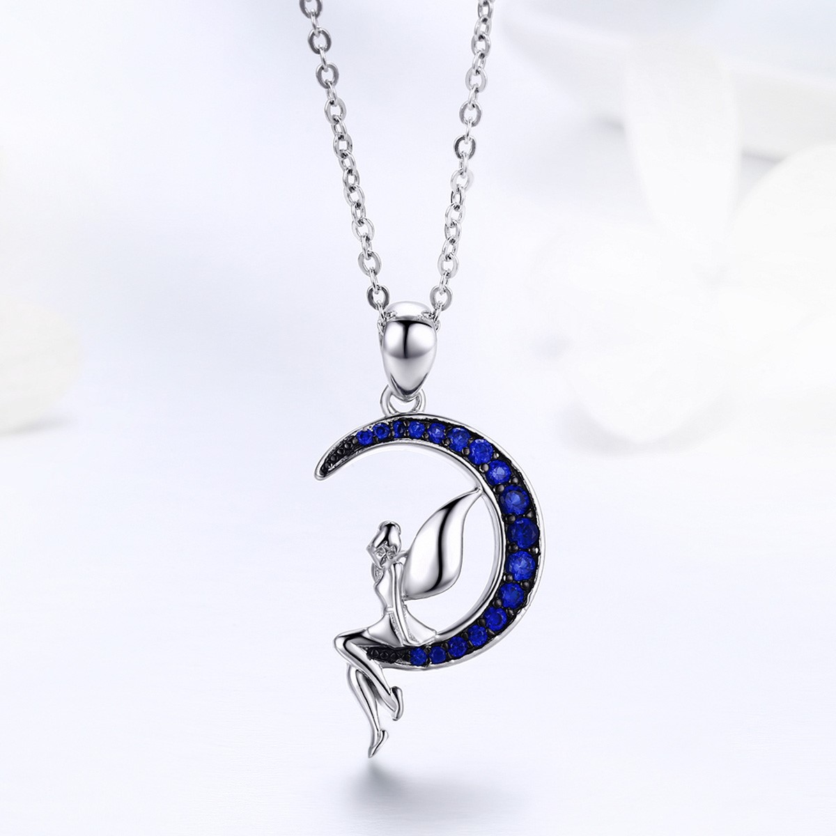 Collar Plata 925 Hada Luna Azul con Circones - Imagen 5