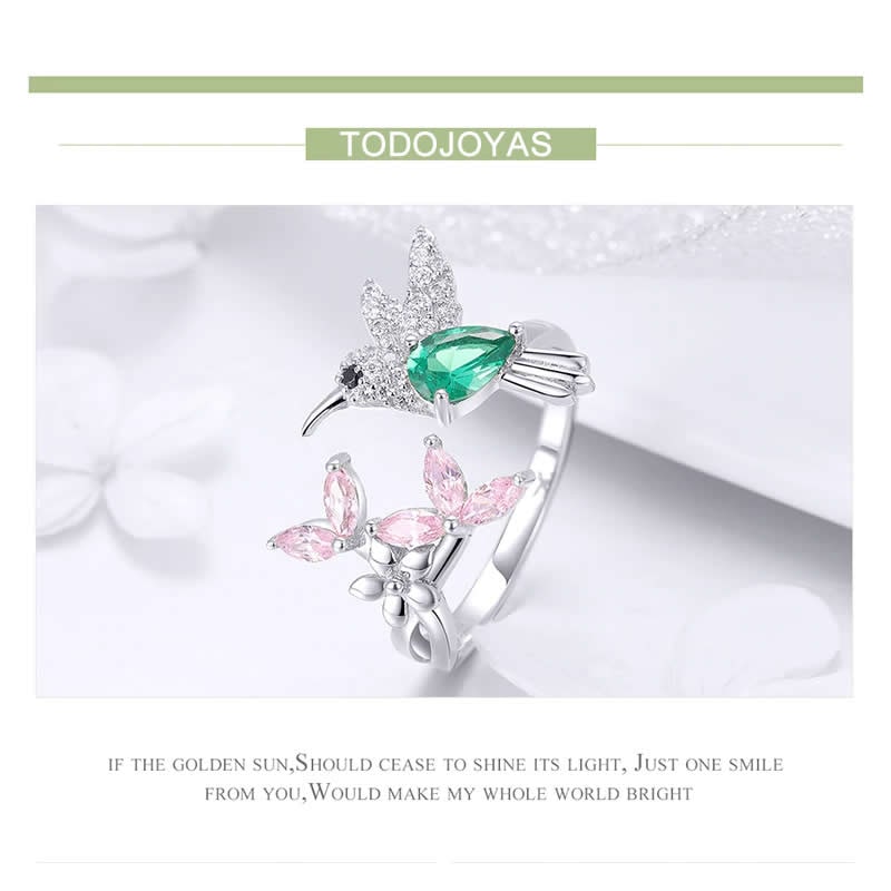 Anillo Plata 925 Colibri Picaflor Circones - Imagen 2