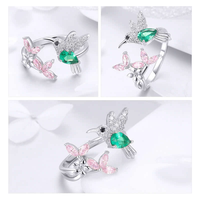 Anillo Plata 925 Colibri Picaflor Circones - Imagen 4