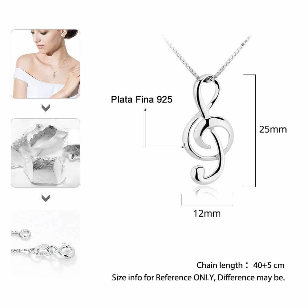 Collar Plata 925 Colgante Nota Musical - Imagen 2