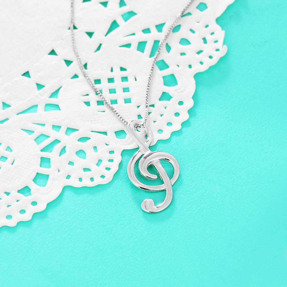 Collar Plata 925 Colgante Nota Musical - Imagen 3