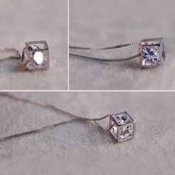 Alternative view of Collar Cubo con Circon Plateado