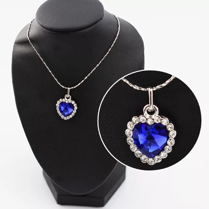 Conjunto Collar Aros Titanic Corazon Oceano - Imagen 2
