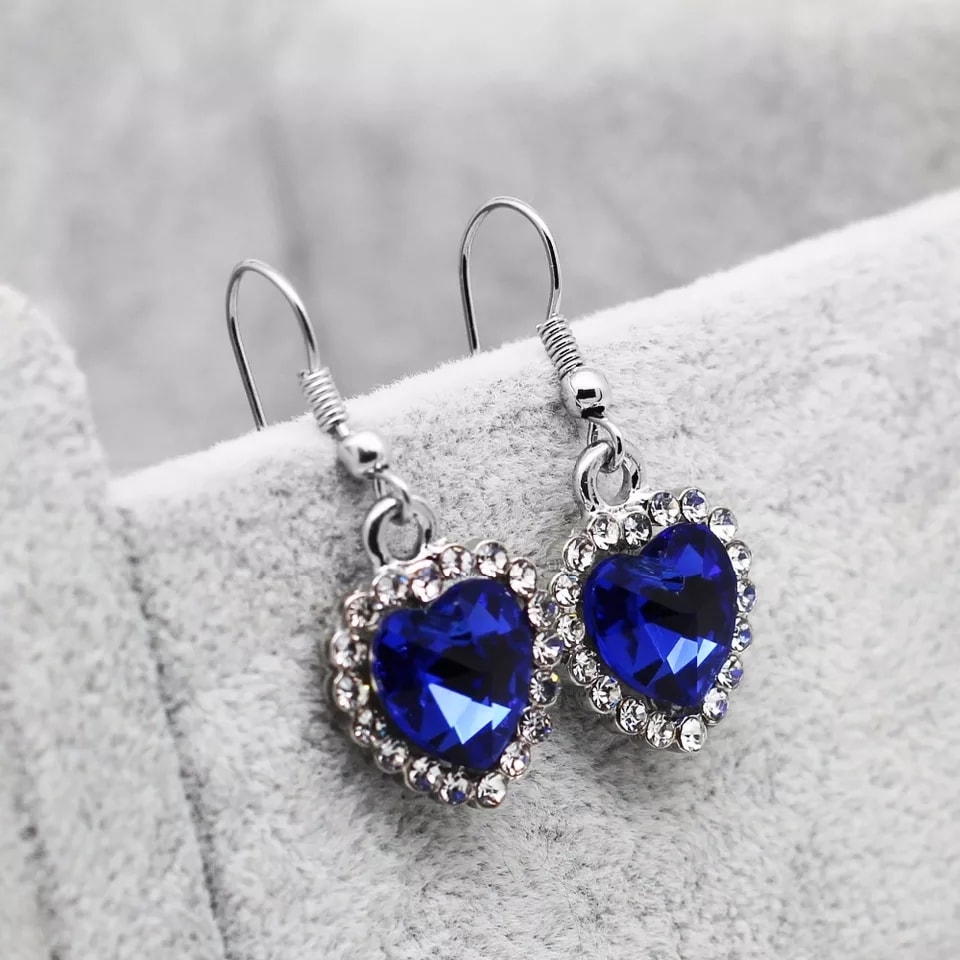 Conjunto Collar Aros Titanic Corazon Oceano - Imagen 3