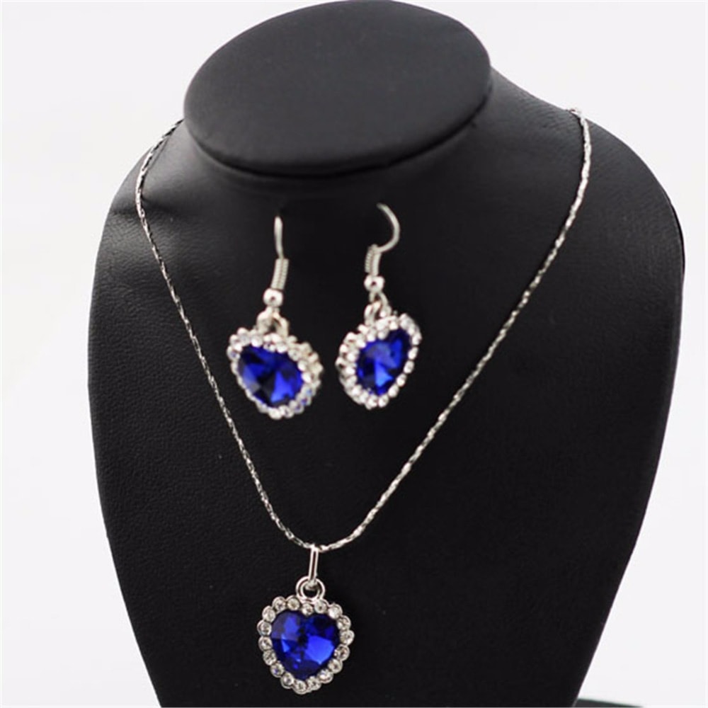 Conjunto Collar Aros Titanic Corazon Oceano - Imagen 4