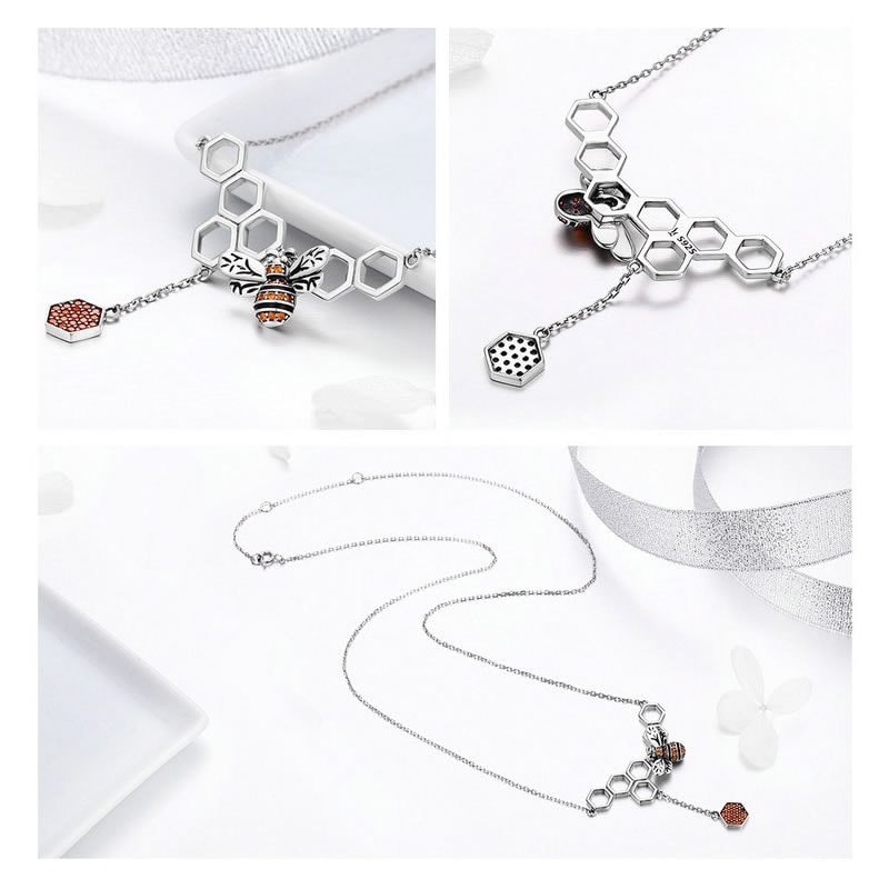Collar Plata 925 Panal Abejas - Imagen 3