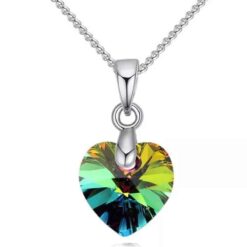 Collar Colgante Cristal Tornasol Plateado