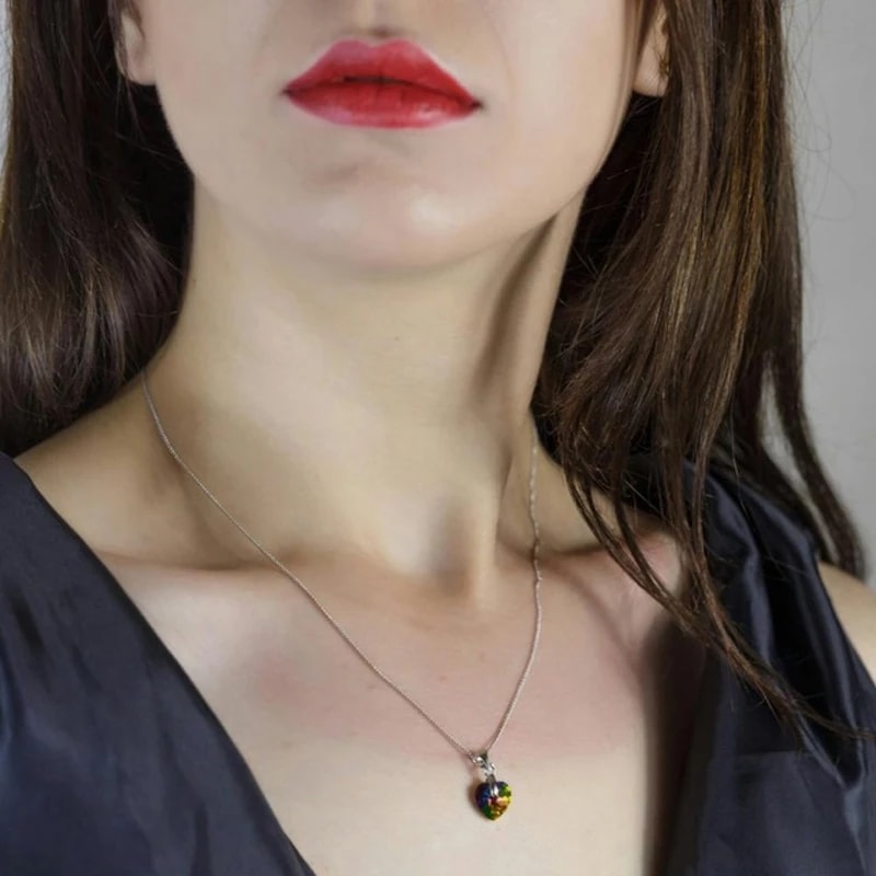 Collar Colgante Cristal Azul Plateado - Imagen 2