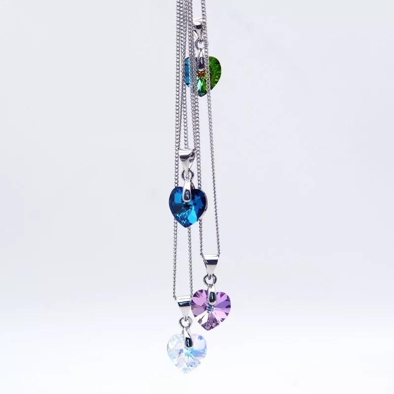 Collar Colgante Cristal Azul Plateado - Imagen 5