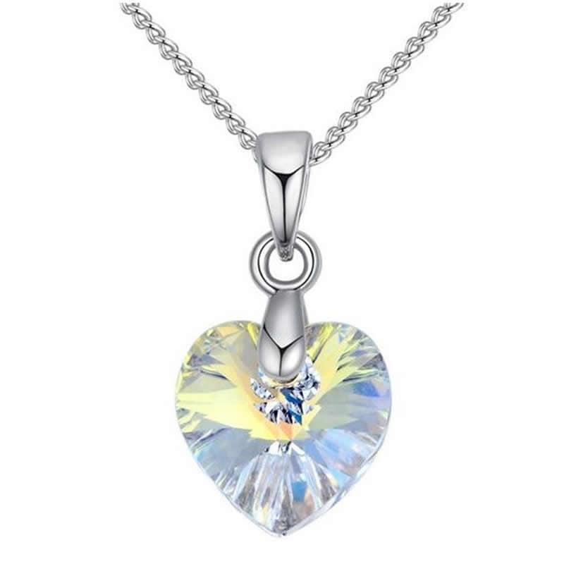 Collar Colgante Cristal Aurora Boreal Plateado