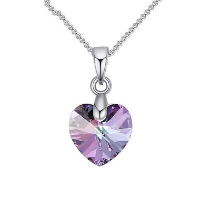Collar Colgante Cristal Lila VL Plateado